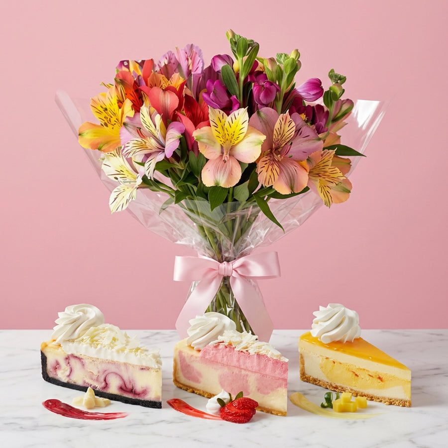 Alstroemeria Bouquet and Cheesecake Box