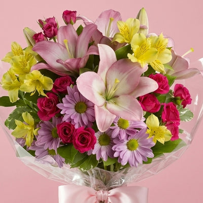 Assorted Spring Flower Bouquet in Mason Jar