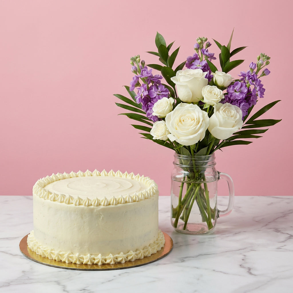 Vanilla Cake & Lavender Bouquet Bundle