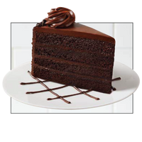 Slice of rich chocolate cake on a plate