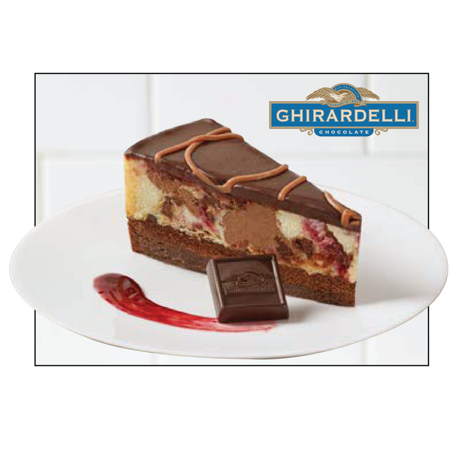 Ghirardelli cake slice with chocolate, cake24-01