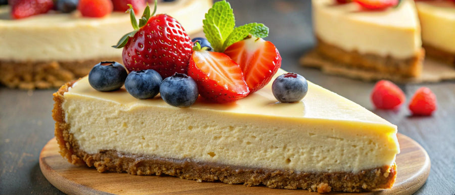 Cheesecake slice collection with fresh berries