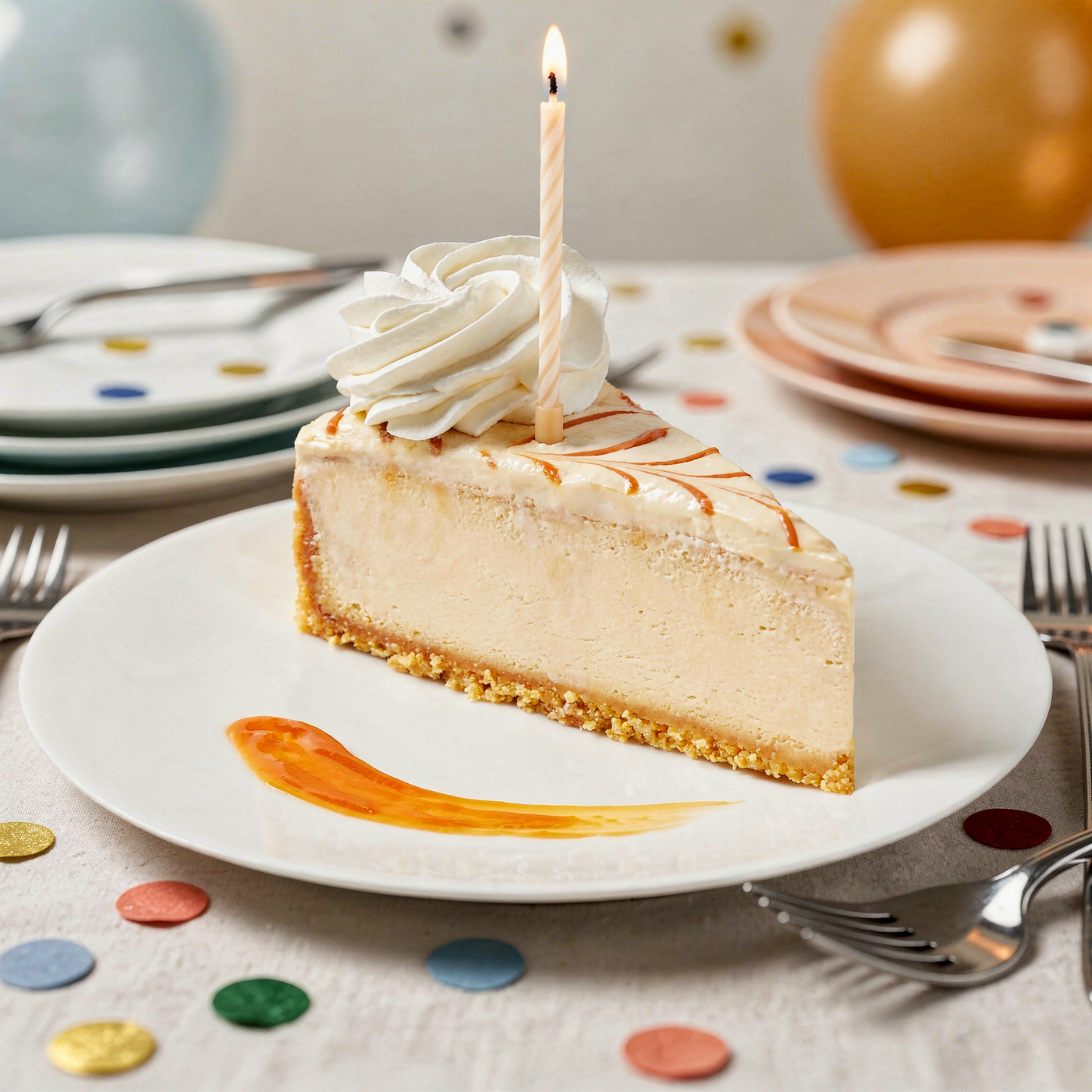 Birthday Dulce de Leche Cheesecake Slice