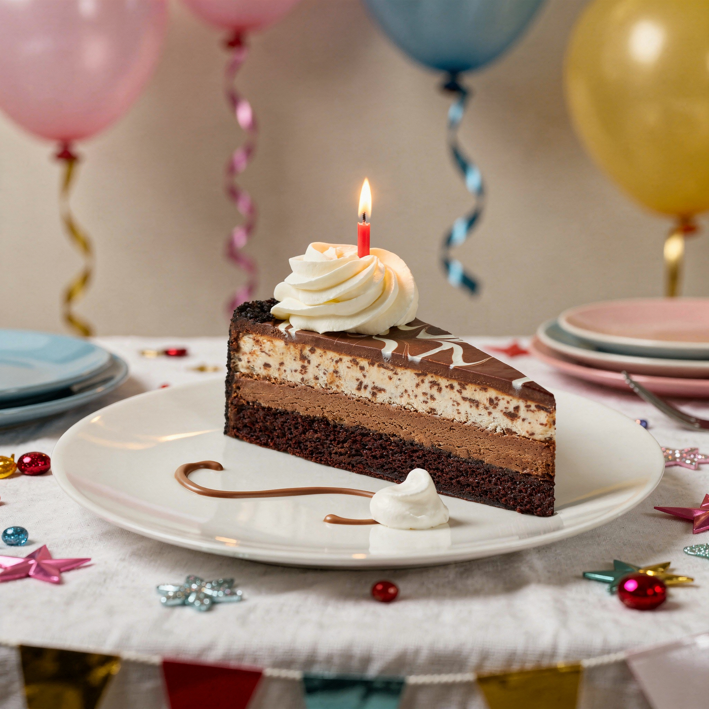 Birthday Tuxedo Mousse Cheesecake Slice