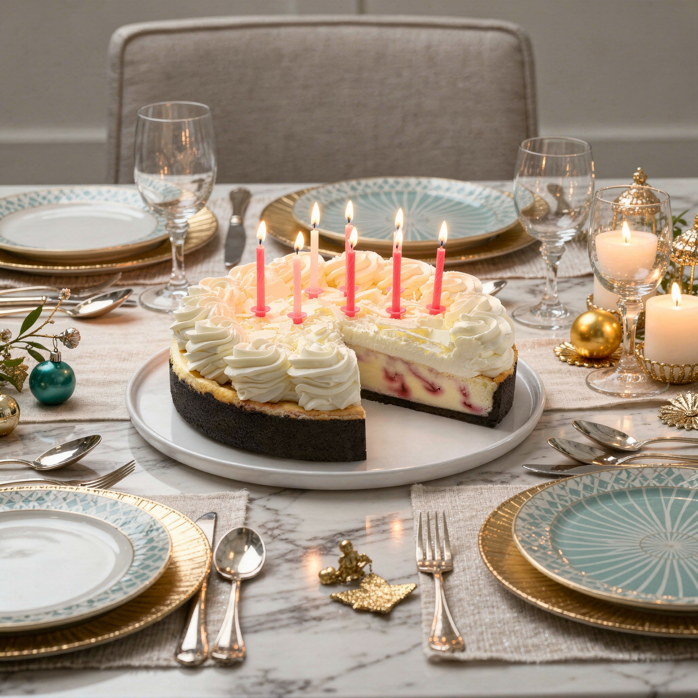 Birthday Extra Large White Chocolate Raspberry Cheesecake