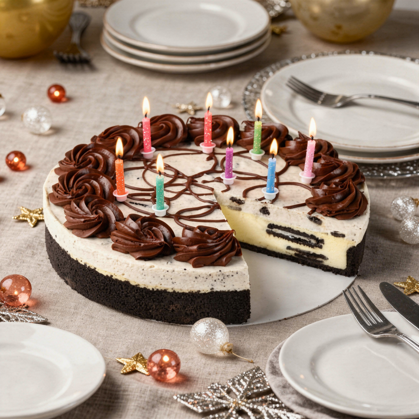 Birthday Extra Large Cookies & Cream Cheesecake