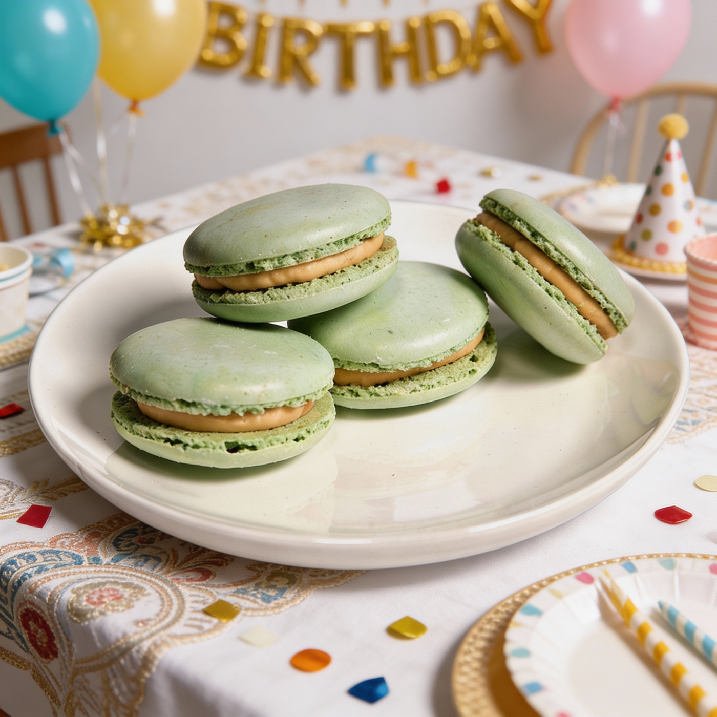 Birthday Pistachio Macarons