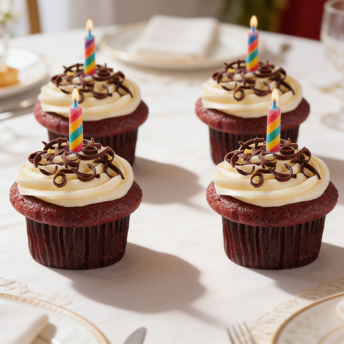 Birthday 4 Red Velvet Cupcakes