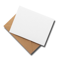 Greeting card with blank white card and brown envelope.